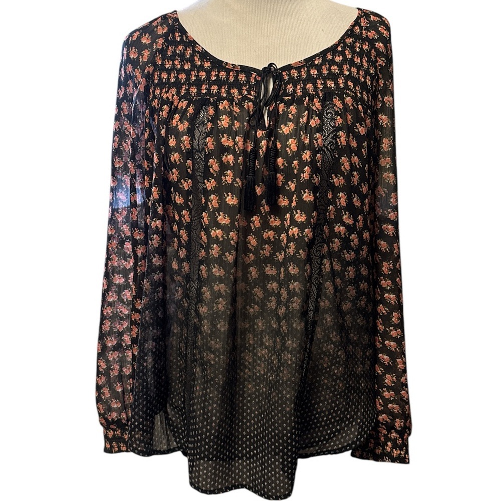 Princess Vera Wang Floral Black and Pink Women's Top, medium